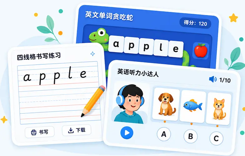 英语学习工具插画
