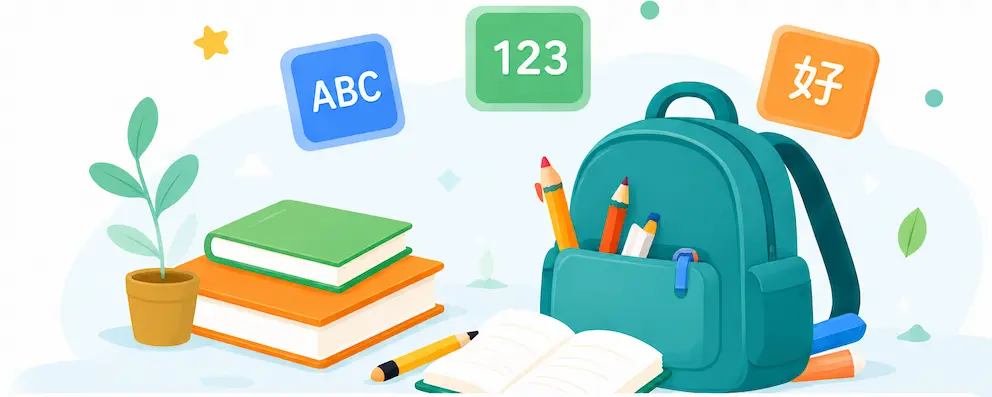 小学学习用品插画